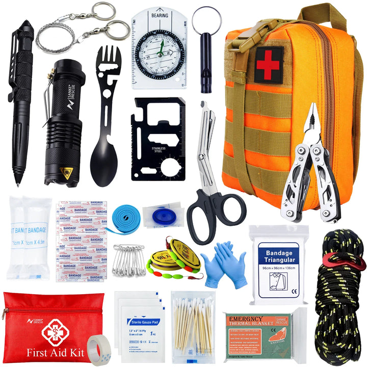 Kalsten | Survivora24 Emergency Set | 24-Piece Outdoor Survival Kit with First Aid Equipment | For Hiking, Camping, Disaster Protection & Adventure
