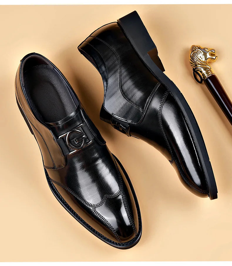 Kalsten | Men's Leather Shoes Stylish Men's Shoes Pointed Oxford Wedding Leather Men's Dress Shoes Gentleman Office Man Shoe