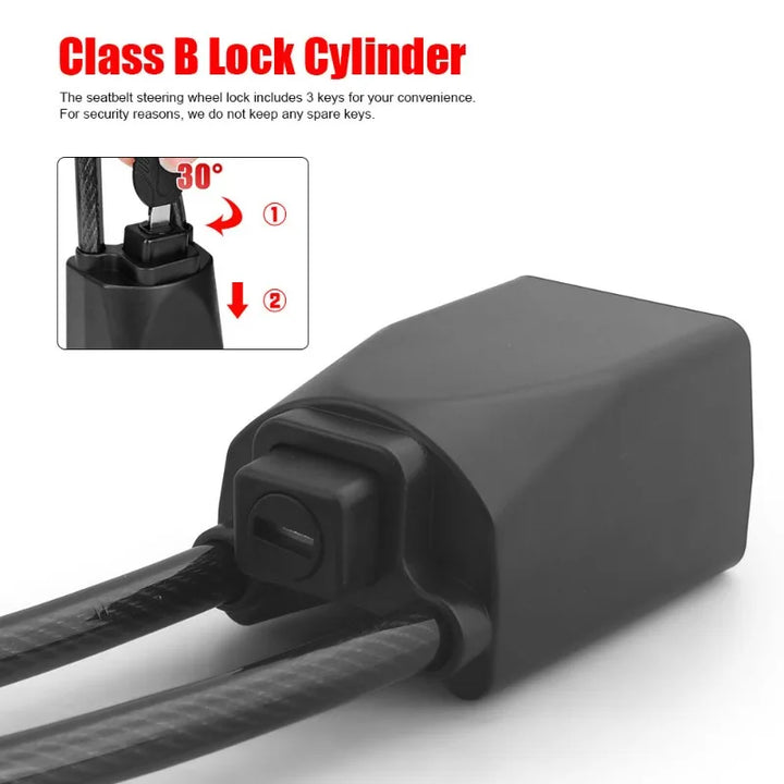 Kalsten | Car Steering Wheel Lock With Seat Belt Socket