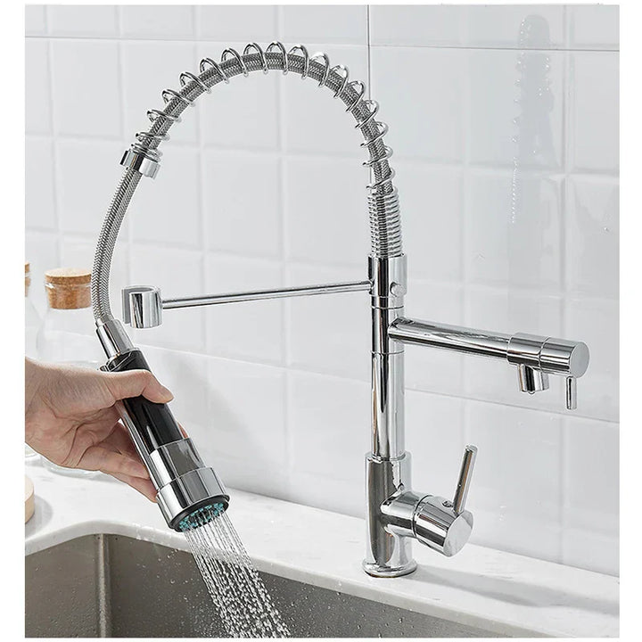 Faucet with Double Outlet – High-Quality Faucet for Flexible Washing, Easy Installation, Ideal for Modern Kitchens, Swiveling and Durable | Kalsten