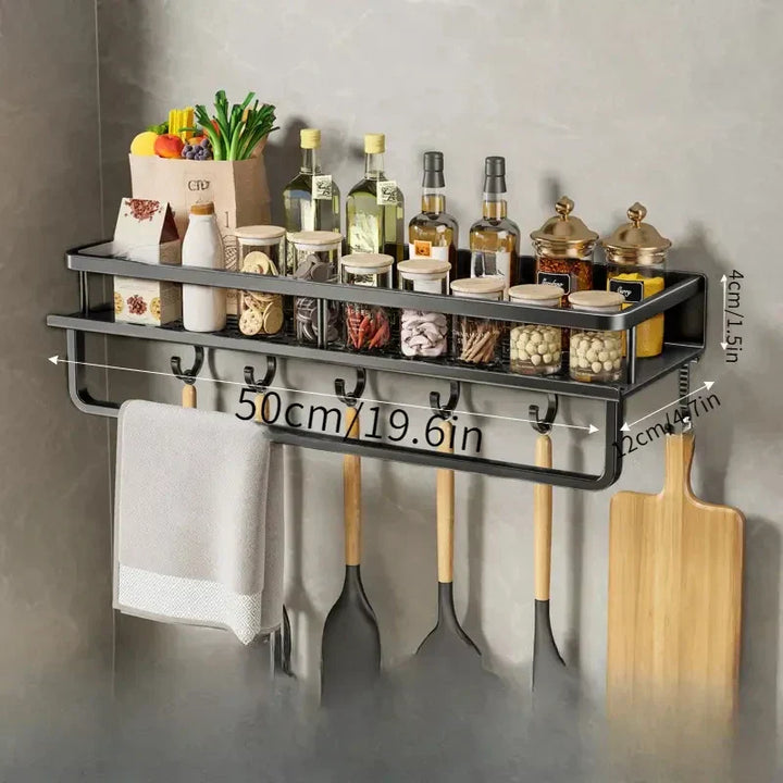 Wall-Mounted Aluminium Kitchen Storage Shelf