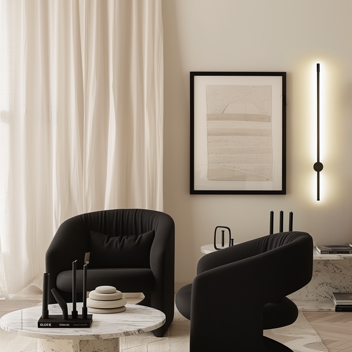 SaberStone | Stylish Black Satin Modern Wall Sconce Light Fixture | Kalsten