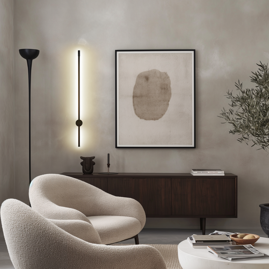 SaberStone | Stylish Black Satin Modern Wall Sconce Light Fixture | Kalsten