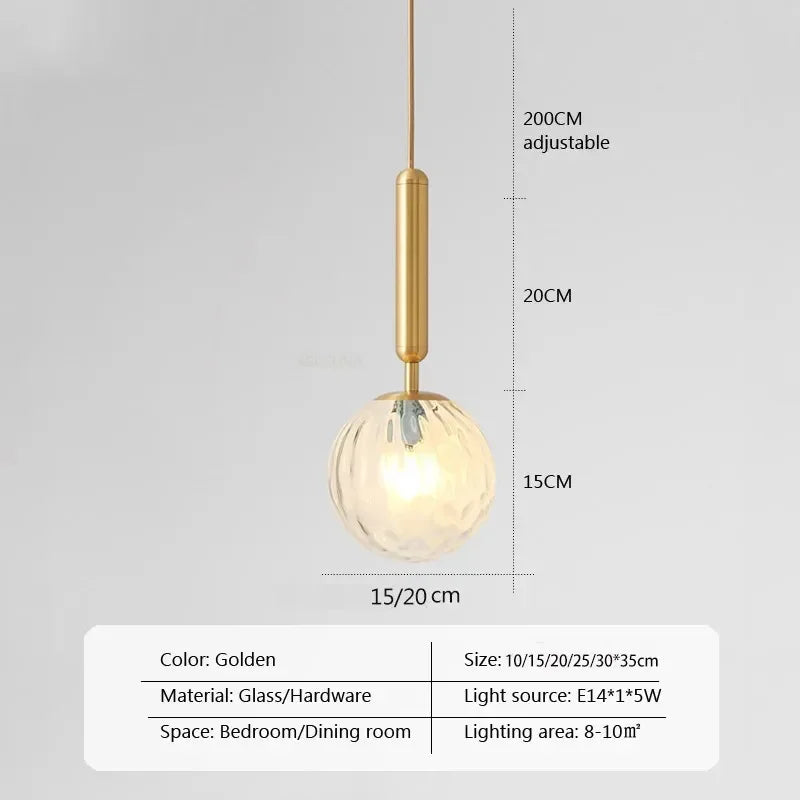 Modern Luxurious LED Pendant Light – Gold Ball Lampshade Hanging Light Fixture for Dining, Living Room, and Bedroom Décor | Kalsten