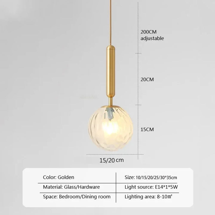 Modern Luxurious LED Pendant Light – Gold Ball Lampshade Hanging Light Fixture for Dining, Living Room, and Bedroom Décor | Kalsten