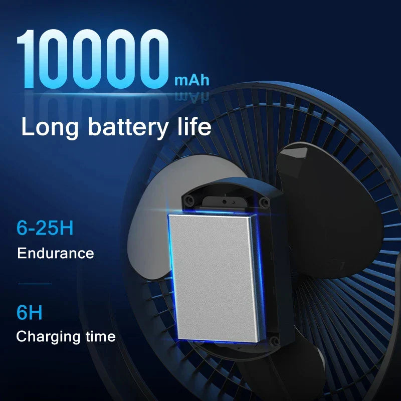 Portable USB Rechargeable Fan with 10000mAh Battery & Clip – Zephyr | Kalsten