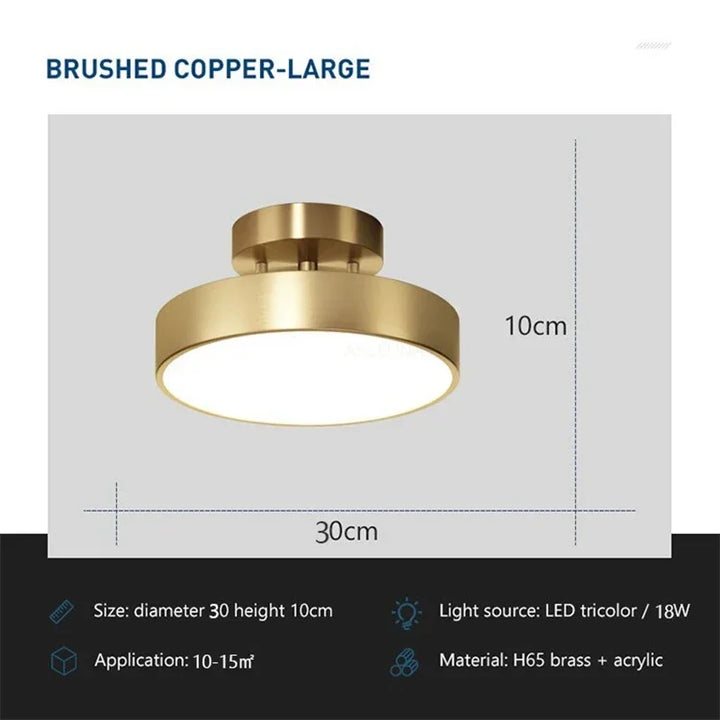 Modern LED Ceiling Light – Rotatable Copper Lamp for Living Room, Bedroom, Hallway, and Restaurant, Soft Illumination for Home Decor | Kalsten