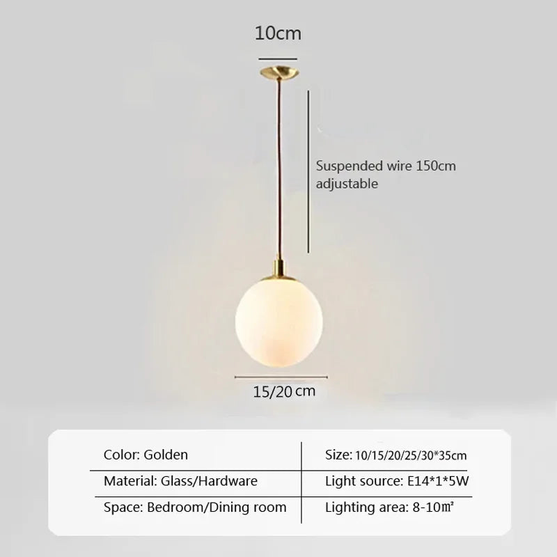 Modern Luxurious LED Pendant Light – Gold Ball Lampshade Hanging Light Fixture for Dining, Living Room, and Bedroom Décor | Kalsten