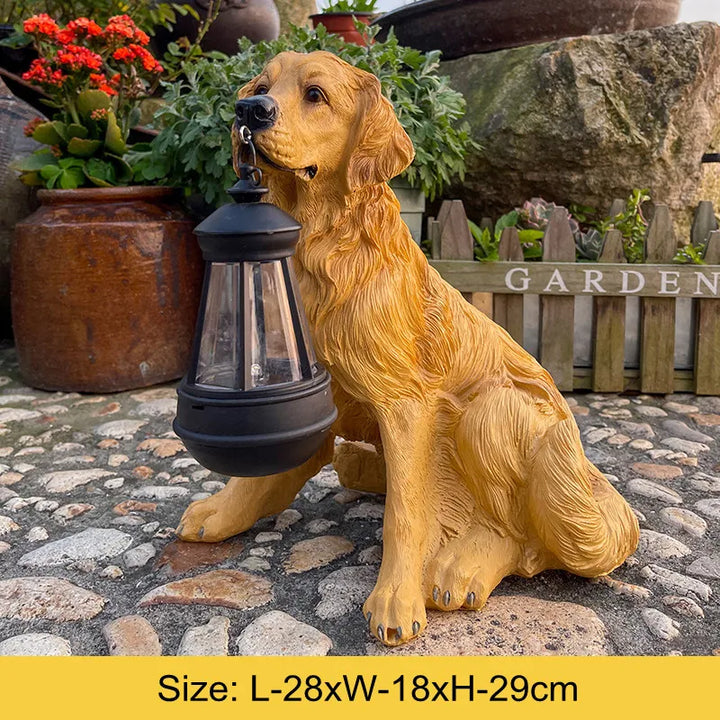 Solar-Powered Outdoor Resin Dog Statue Lamp | Kalsten