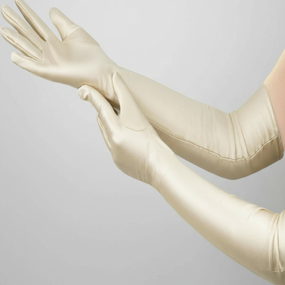 Kalsten | Satin Opera Gloves Women Long Elbow Length Costume