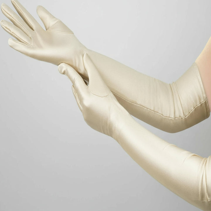 Kalsten | Satin Opera Gloves Women Long Elbow Length Costume