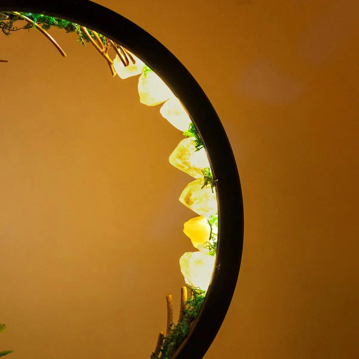 elegant round frame green crystals chic decoration | Kalsten