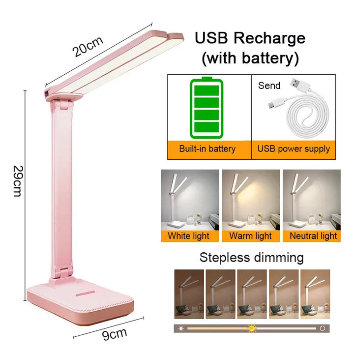 Kalsten | LumiFold | LED Desk Lamp | 3 Brightness Levels & Touch Control | USB Rechargeable & Foldable