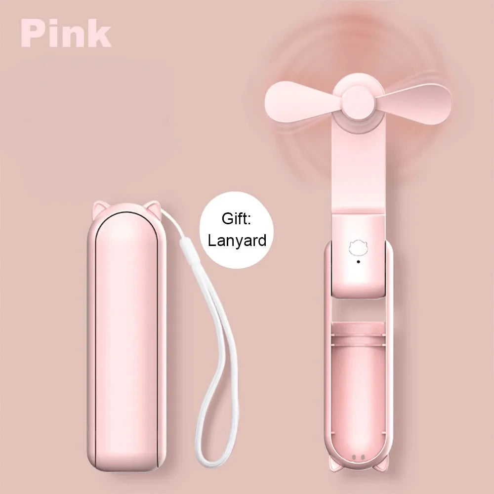Portable Mini Handheld USB Fan – Rechargeable Folding Pocket Fan with Battery, Cooling Hand Fan and Power Bank Function | Kalsten