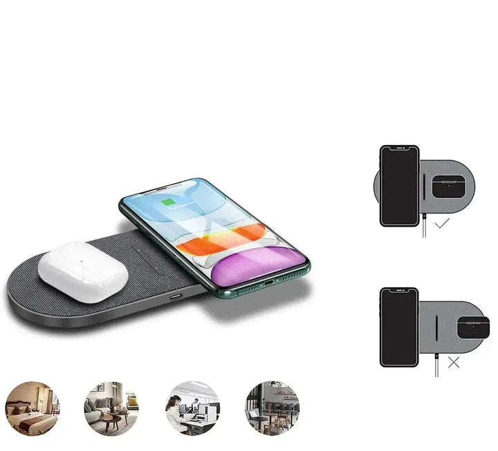 Fast Wireless Charger for iPhone, AirPods & Samsung