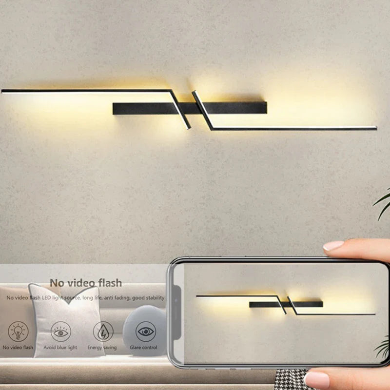 Modern Creative Strip LED Wall Light Minimalist Bedroom Bedside Wall Sconce LED Lights Living Room TV Sofa Background Wall Lamp | Kalsten