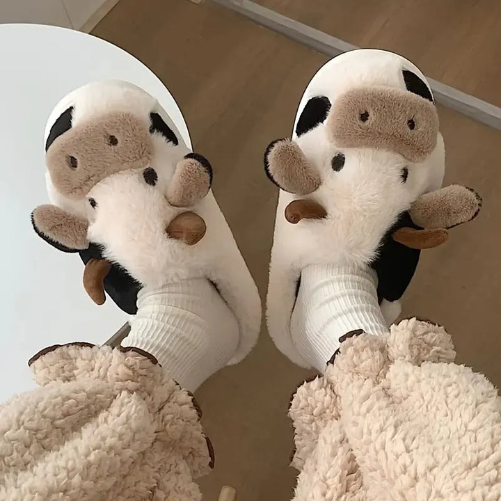 Funny Cow Slippers for Men and Women – Fluffy Winter Slippers, Cozy and Warm, Non-Slip and Soft for Home | Kalsten