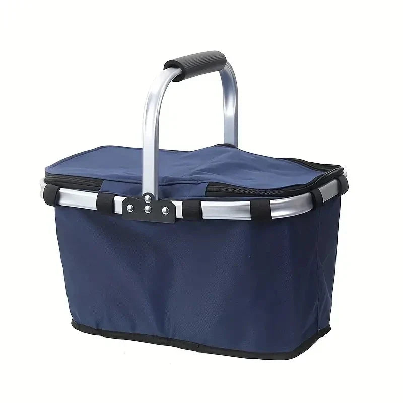 Kalsten | ThermaTrip Folding Basket | Insulated Picnic Basket with Aluminum Foil & Carry Handle | 3-fold Foldable | For Outing, Park, Shopping & Travel