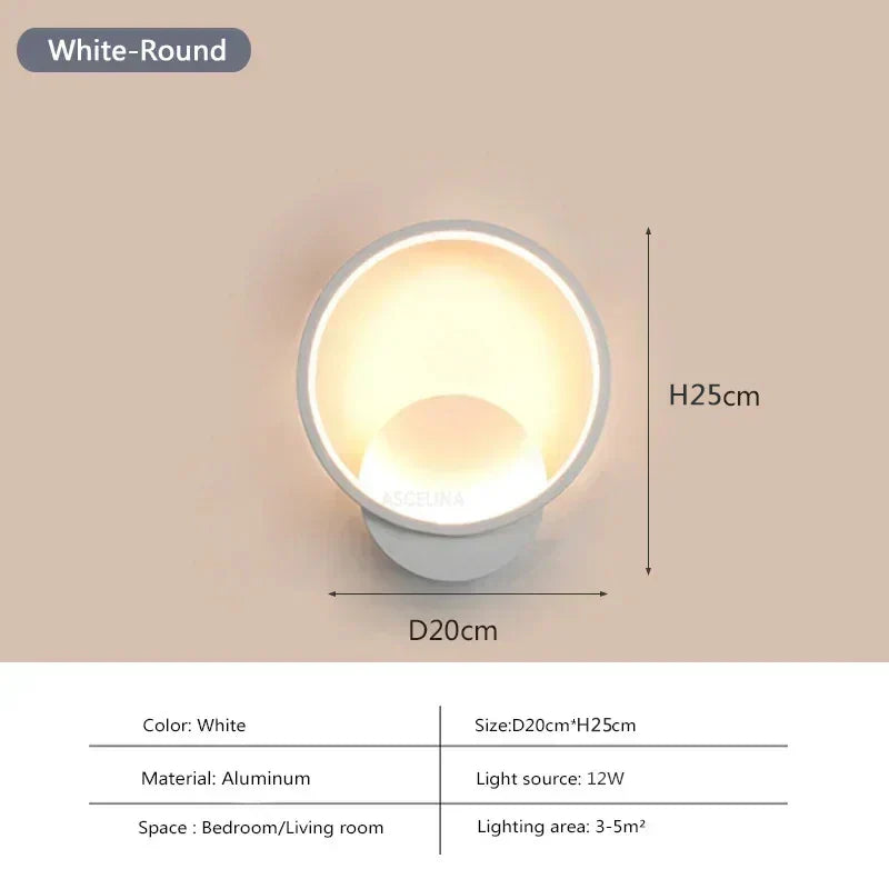 Modern LED Wall Lamp – Round Wall Light Fixture for Bedroom, Living Room, Hallway, and Study | Kalsten
