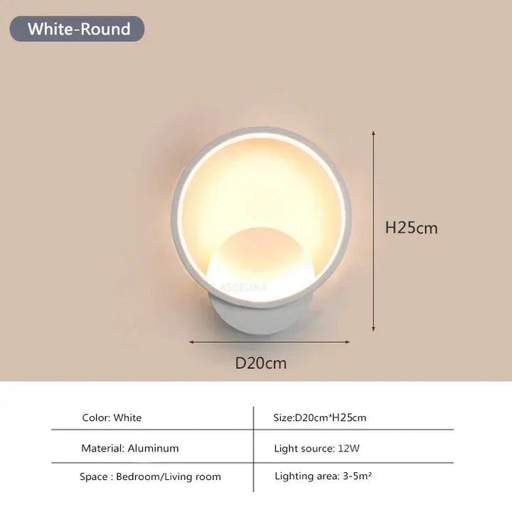 Modern LED Wall Lamp – Round Wall Light Fixture for Bedroom, Living Room, Hallway, and Study | Kalsten