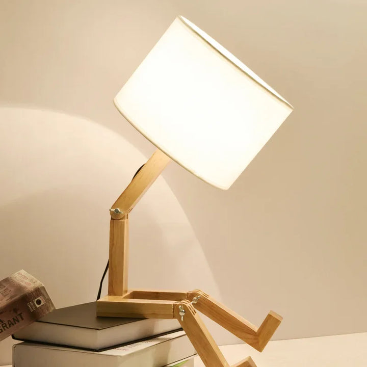 Wooden Table Lamp with Book Holder - RutanFlex | Kalsten