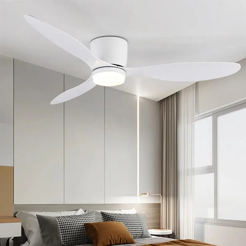 42-52 Inch Ceiling Fans with DC Motor — Remote Control Low Floor Cooling Fans, No Light, White Wood & Black Options | Kalsten
