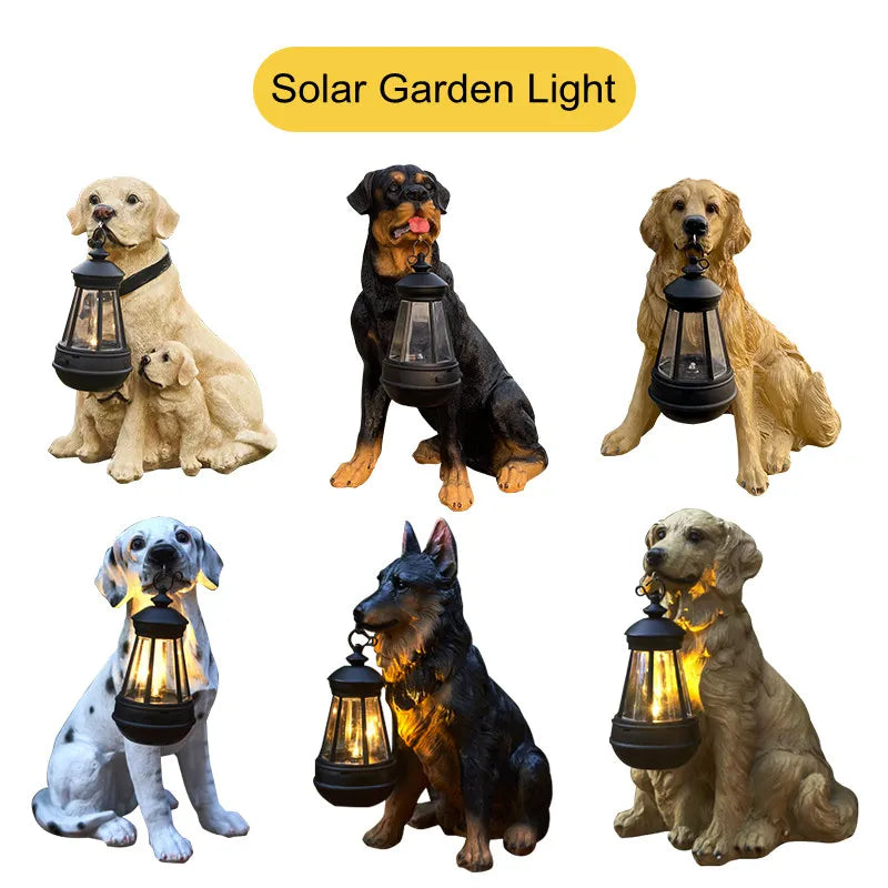 Kalsten | Solar-Powered Outdoor Resin Dog Statue Lamp