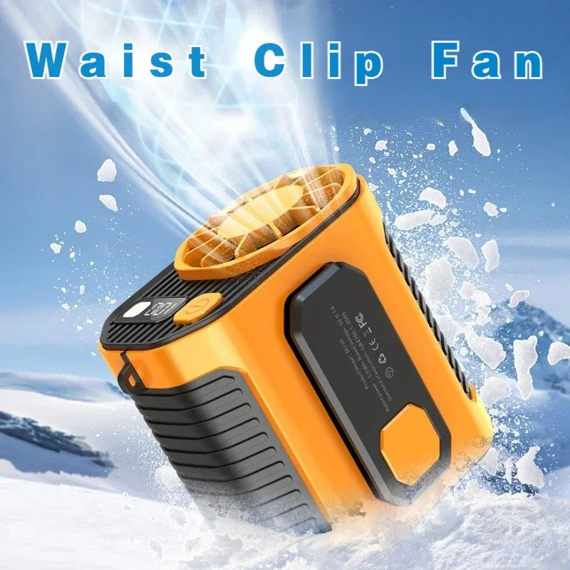 20000mAh Portable Waist Fan - Strong Wind Hanging Neck Fan with Power Bank and LED Lighting for Outdoor Sports and Work | Kalsten