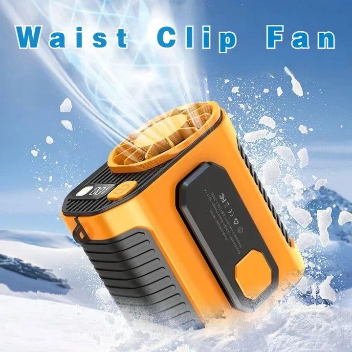 20000mAh Portable Waist Fan - Strong Wind Hanging Neck Fan with Power Bank and LED Lighting for Outdoor Sports and Work | Kalsten