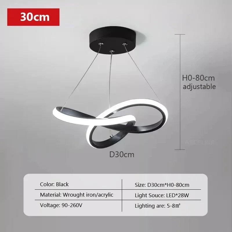 Modern LED Line Pendant Light – 24/30cm Aluminum Hanging Lamp for Entrance, Living Room, and Restaurant Indoor Lighting | Kalsten