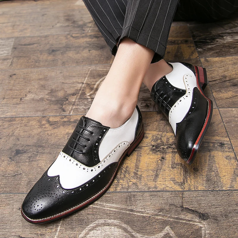 Kalsten | Men's Luxury Shoes Brogue Lace-up Casual British Style Contrast Color Oxford Office