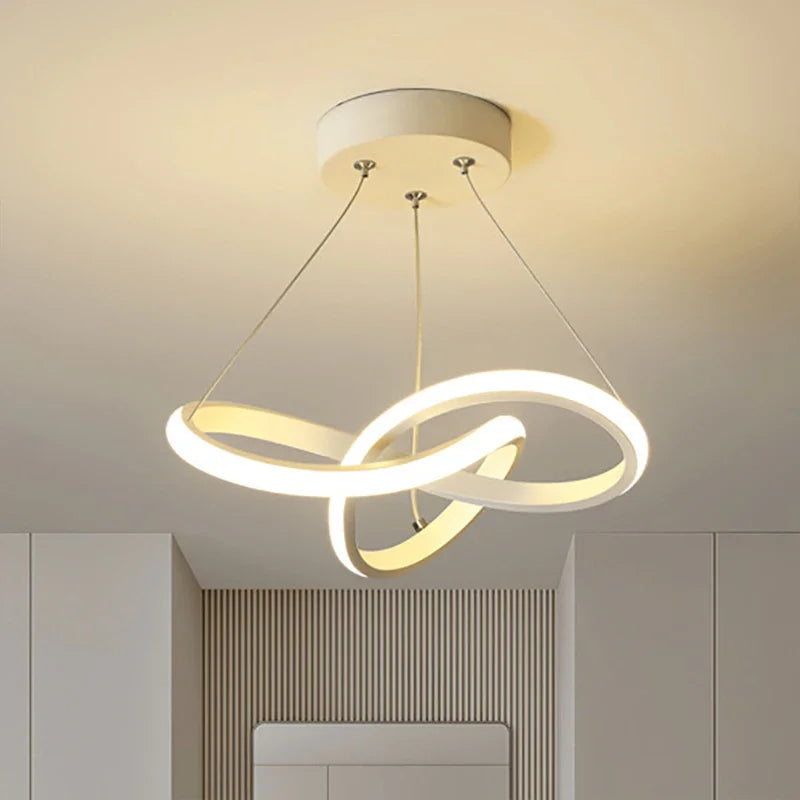 Modern LED Line Pendant Light – 24/30cm Aluminum Hanging Lamp for Entrance, Living Room, and Restaurant Indoor Lighting | Kalsten