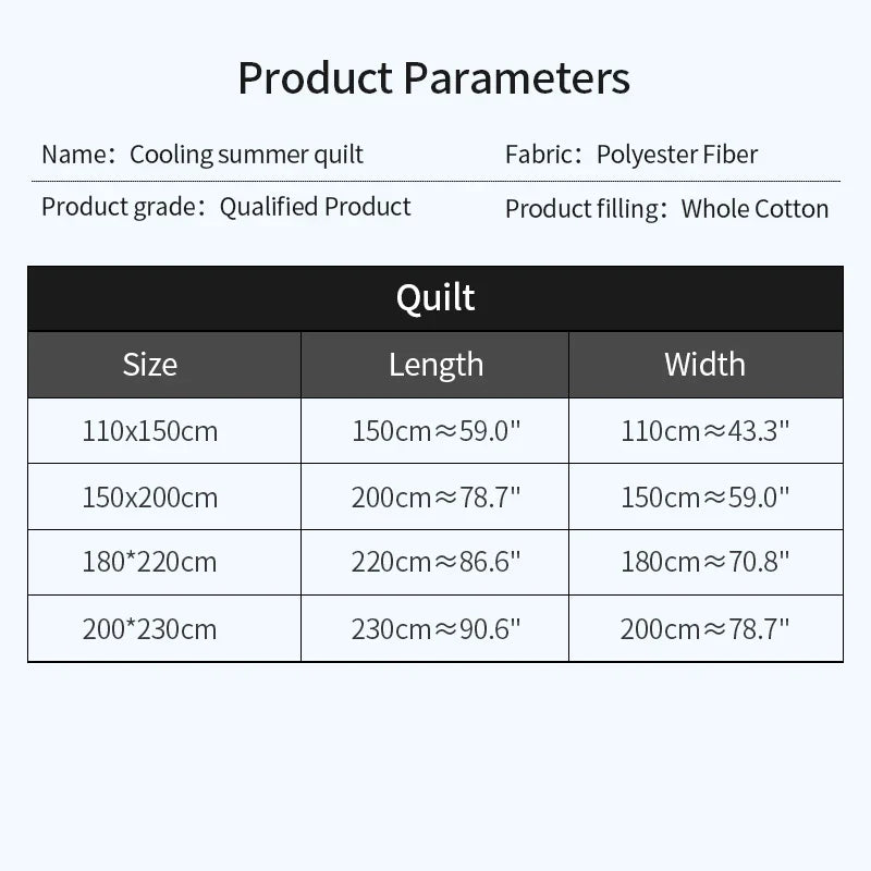 2024 Japanese Cotton-Polyester Summer Quilt – Lightweight, Washable, Skin-Friendly Solid Color Quilt | Kalsten