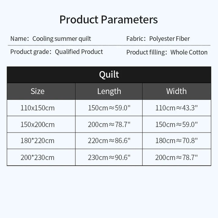 2024 Japanese Cotton-Polyester Summer Quilt – Lightweight, Washable, Skin-Friendly Solid Color Quilt | Kalsten