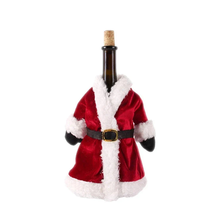Christmas bottle cover with fur collar – festive cover for wine bottles, gnome decoration for Christmas, perfect as gift wrapping | Noxord