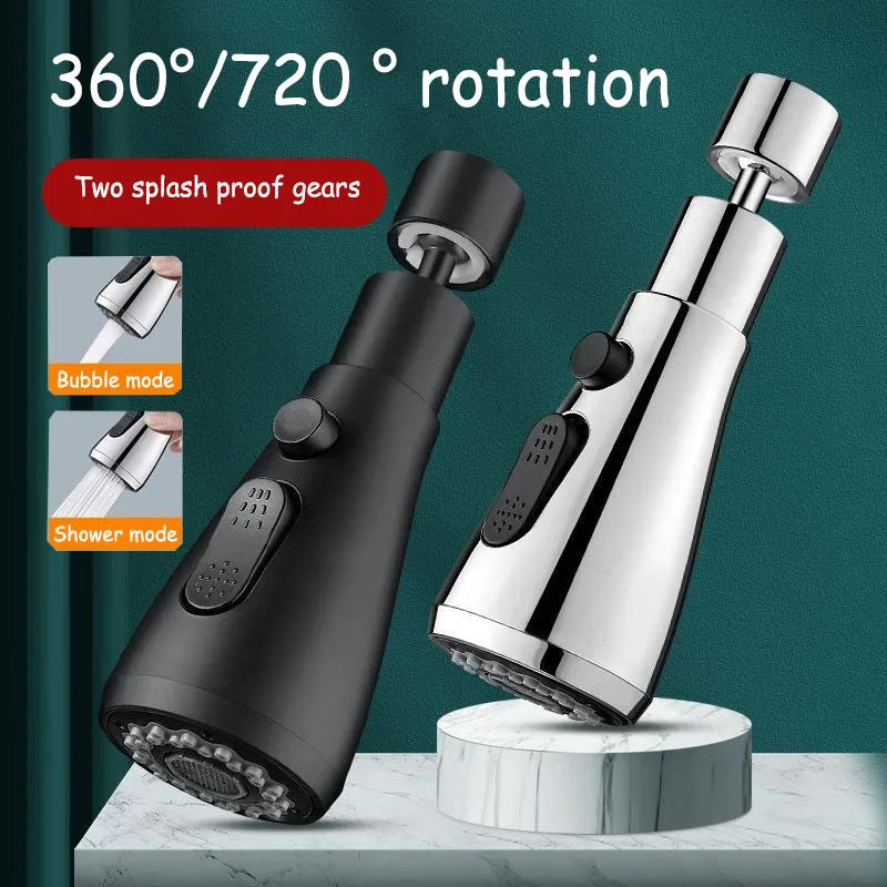 HydroFlex360 – Multifunctional 360°/720° Rotatable Kitchen Faucet Attachment with 3 Spray Types | Kalsten