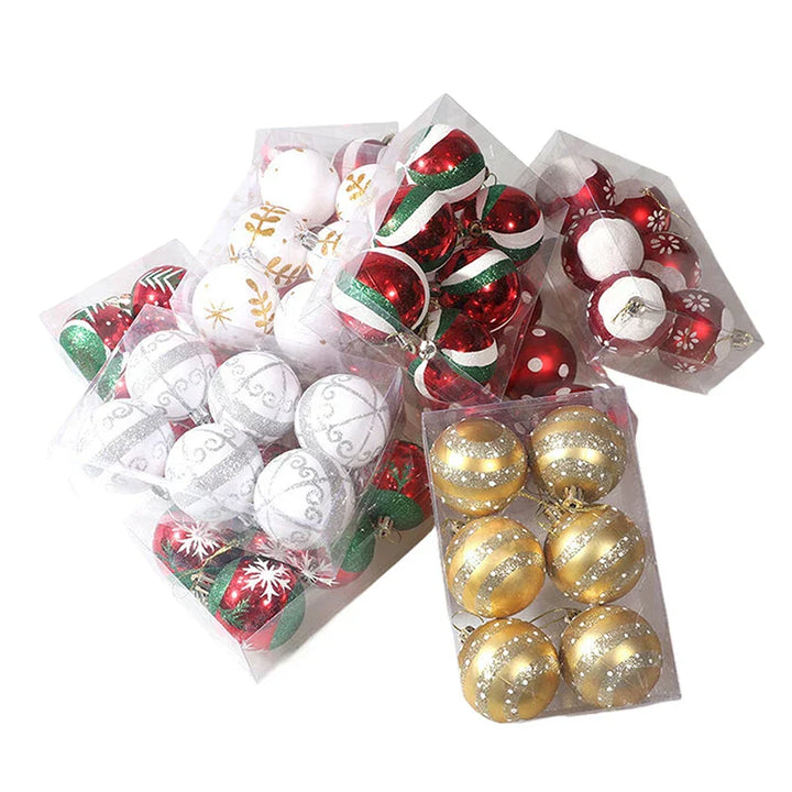 Elegant Snowflake Christmas Baubles Set – High-quality Christmas ornaments in red, white and gold, perfect for festive tree decoration at Christmas | Noxord