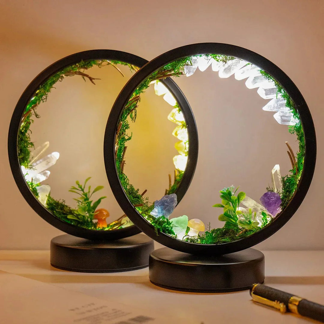 elegant round frame green crystals chic decoration | Kalsten