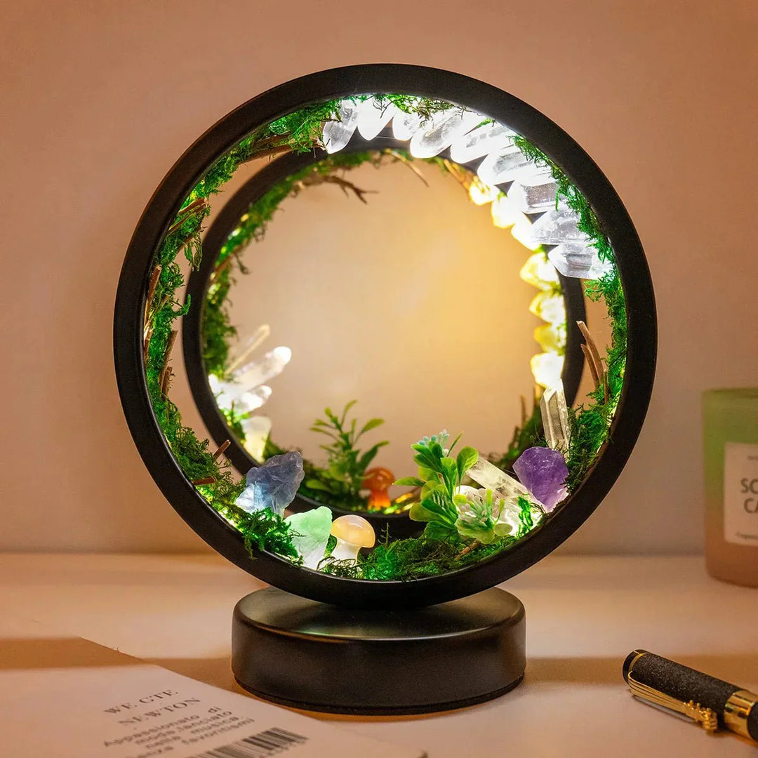 elegant round frame green crystals chic decoration | Kalsten