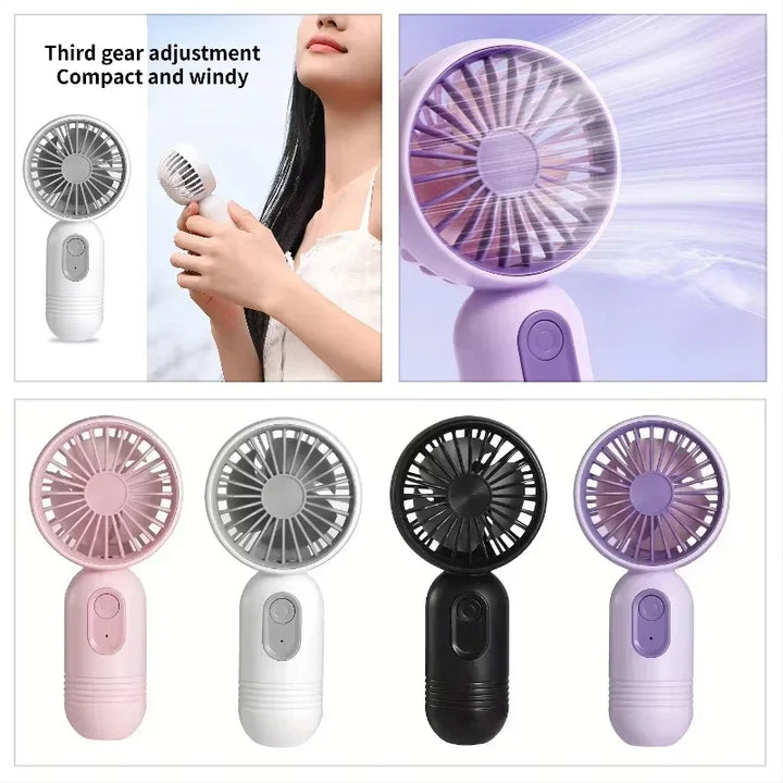 Mini Handheld USB Fan – 3-Speed Strong Wind Portable Desk Fan, Rechargeable for Students, Office, Outdoor, Travel, and Camping | Kalsten