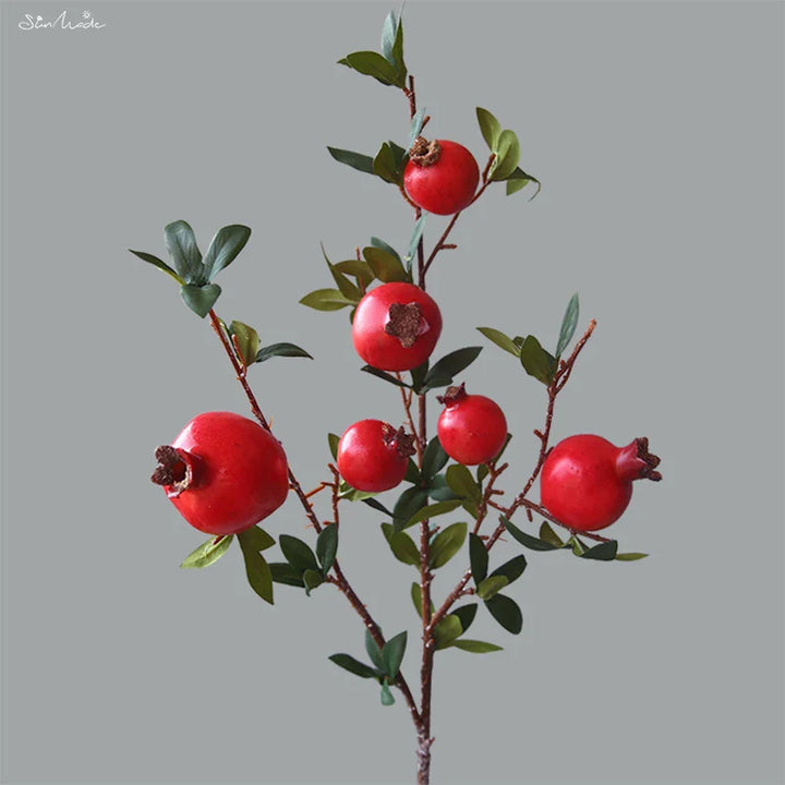 6-Piece Artificial Pomegranate Fruit Branch with Leaves | Kalsten