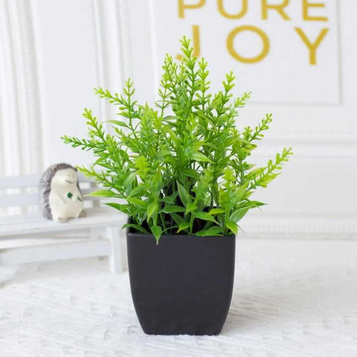 Kalsten | Leafora Artificial Eucalyptus Plant in Black Pot | Mini Decorative Plant | For Table, Bathroom & Office