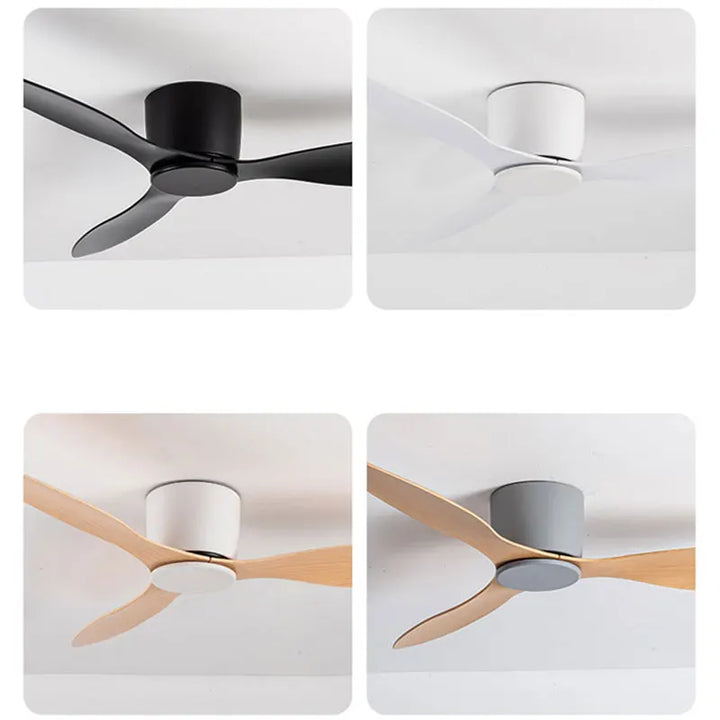 42-52 Inch Ceiling Fans with DC Motor — Remote Control Low Floor Cooling Fans, No Light, White Wood & Black Options | Kalsten