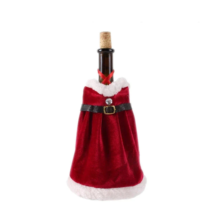 Christmas bottle cover with fur collar – festive cover for wine bottles, gnome decoration for Christmas, perfect as gift wrapping | Noxord