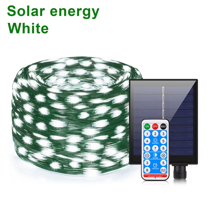 Kalsten | Solar String Lights 100M LumiSol ProLine | 8 Modes | IP65 Waterproof | Extra Bright LEDs | Remote Control & Fast Charging | For Garden, Wedding & Christmas