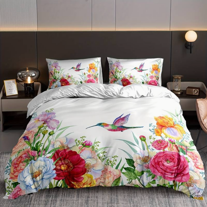 Colorful Flowers Aura Duvet with Pillowcases Noxord