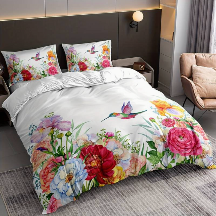 Colorful Flowers Aura Duvet with Pillowcases Noxord