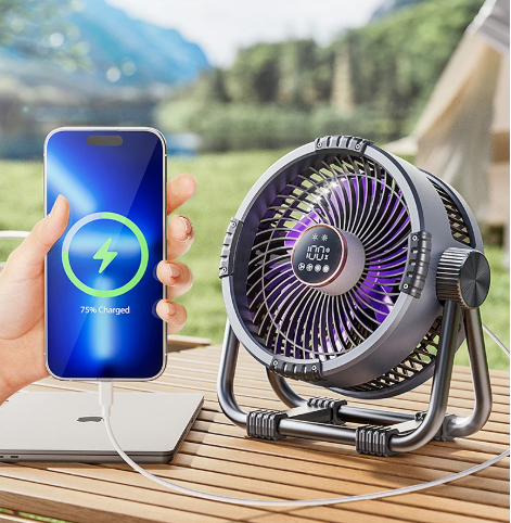 Riley 3-in-1 Camping Fan with LED and Powerbank – 20,000mAh Outdoor Fan with Hook & Remote Control | Kalsten