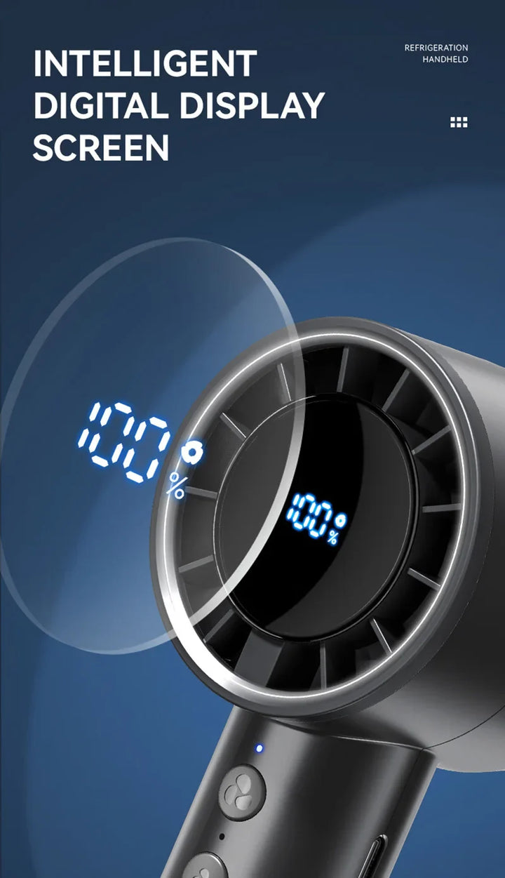 Silent High-Speed USB Handheld Fan – Portable Small Fan with LED Display, High Wind Power, and Cooling Air Conditioner Function | Kalsten
