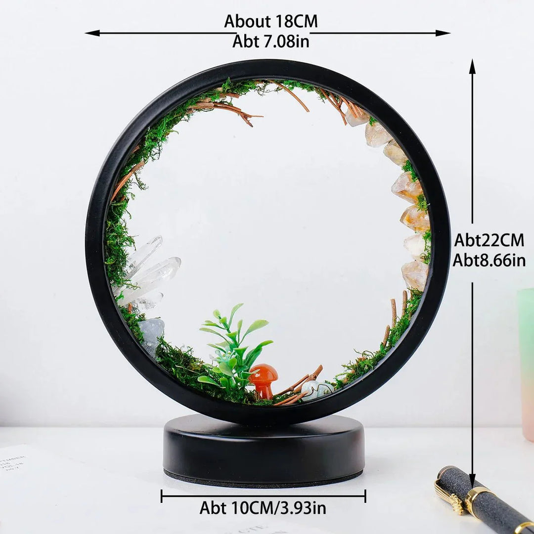elegant round frame green crystals chic decoration | Kalsten